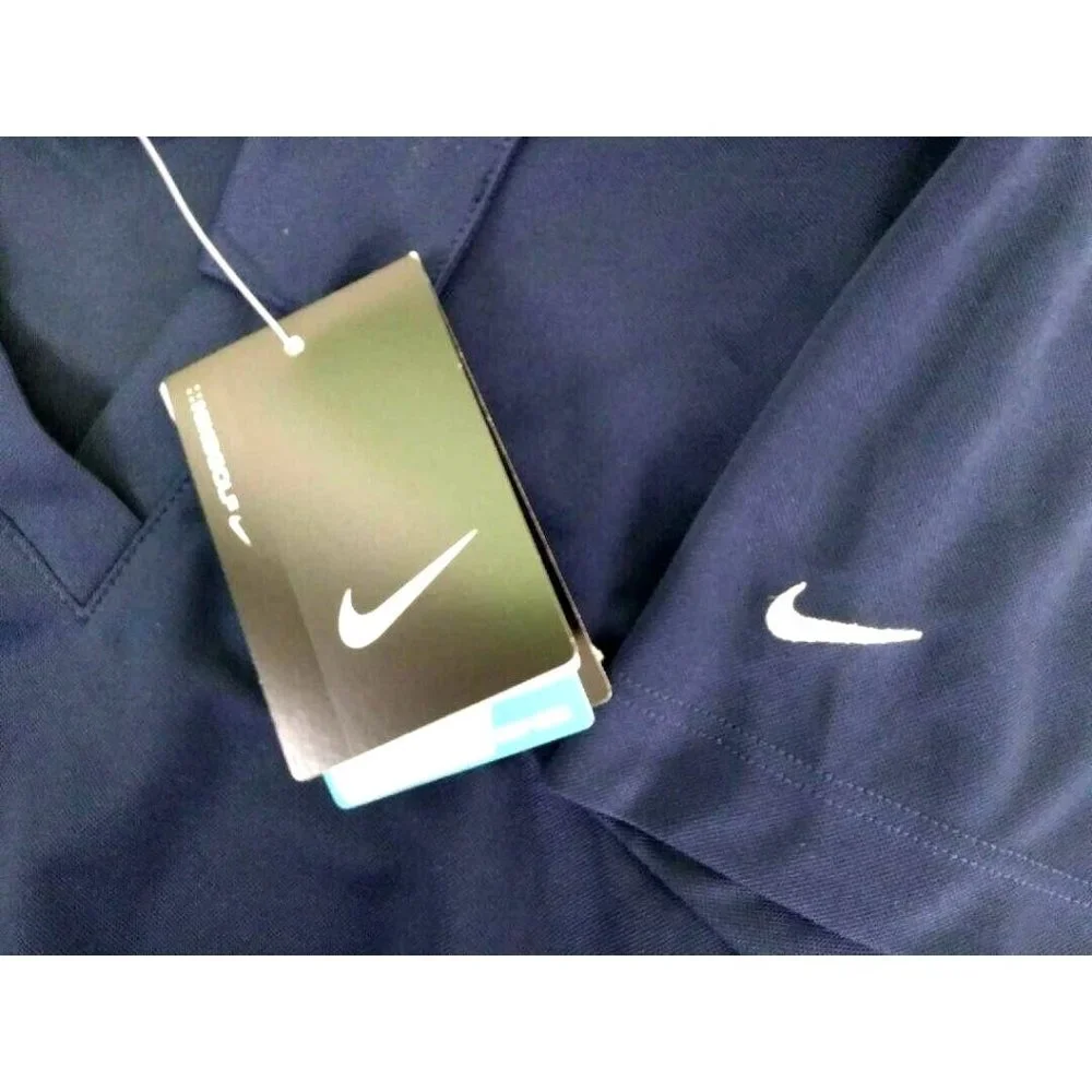 Nike Dri Fit Women Golf Shirt V Neck Collar Small Roche Blue Embroidered New - Picture 2 of 11